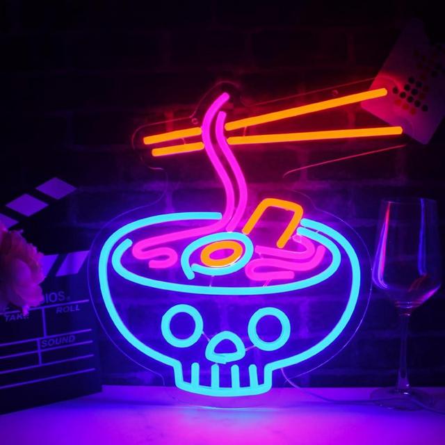 Ramen Neon Sign Ramen Neon Light LED Neon Sign for Japanese Restaurant Wall Décor Dimmable LED Neon Light for Bar Restaurant Music Concert Man Cave Wall Art 16.8"×12.8"