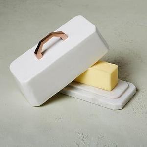 Marble + Ceramic Butter Dish Set, Copper