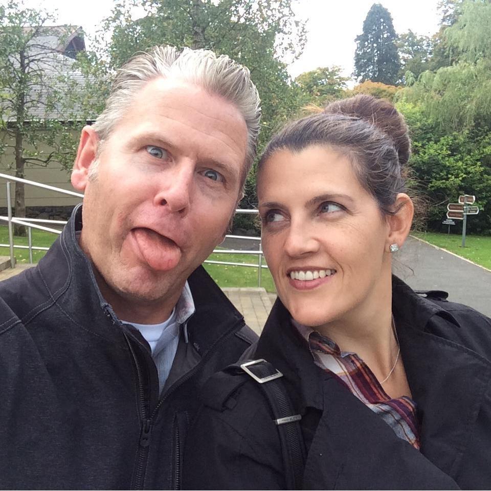 Derek goofing off in Ireland and me admiring his skills.