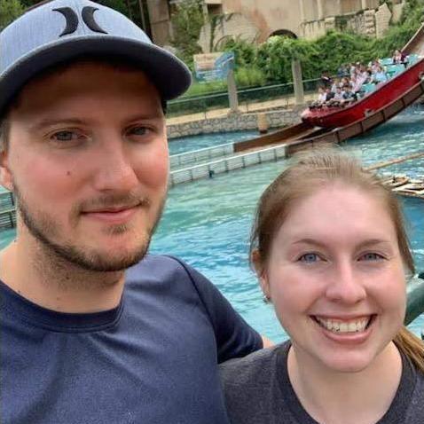 2019 - Taken during our first trip together to Busch Gardens, which we planned during our first date...which was actually our first time meeting in person, since we initially met on an app :)