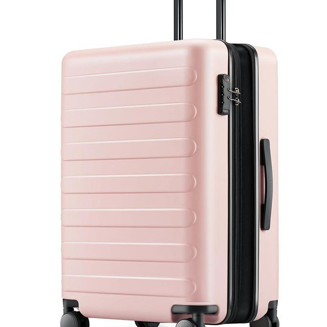 NINETYGO Medium Checked Luggage 24 Inch, Checking In Luggage with Smooth Spinner Wheels, Expandable, Hard Shell PC Suitcase, Lightweight Travel Luggage, TSA Approved (Pink, Rhine Max)