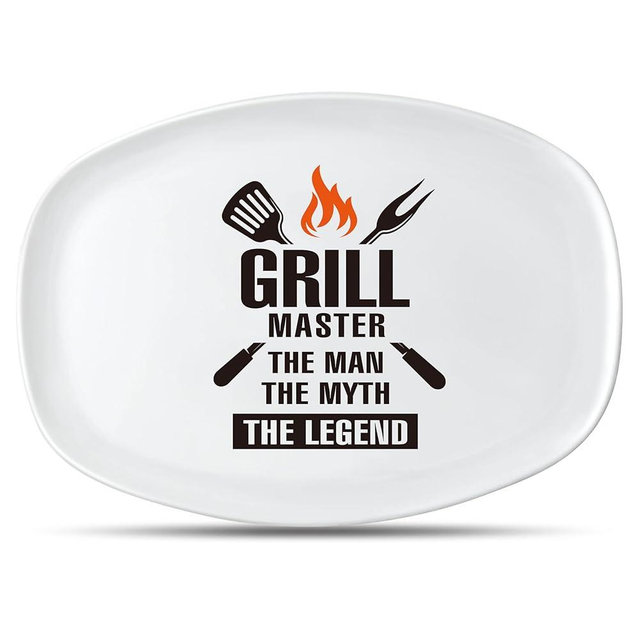 R HORSE Man Grill Platter Gift Dad BBQ Serving Tray Plate White Oval Serving Dishes Boyfriend Husband Christmas New Year Birthday Gift for Appetizers Desserts Charcuterie Outdoor Indoor Cooking Party