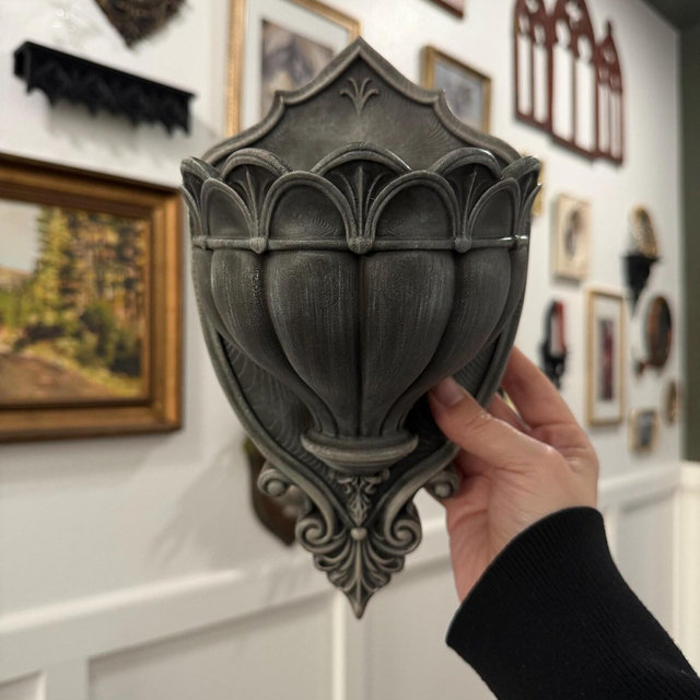 Sanctuary Wall Vessel – Hand Painted Gothic Wall Planter #3