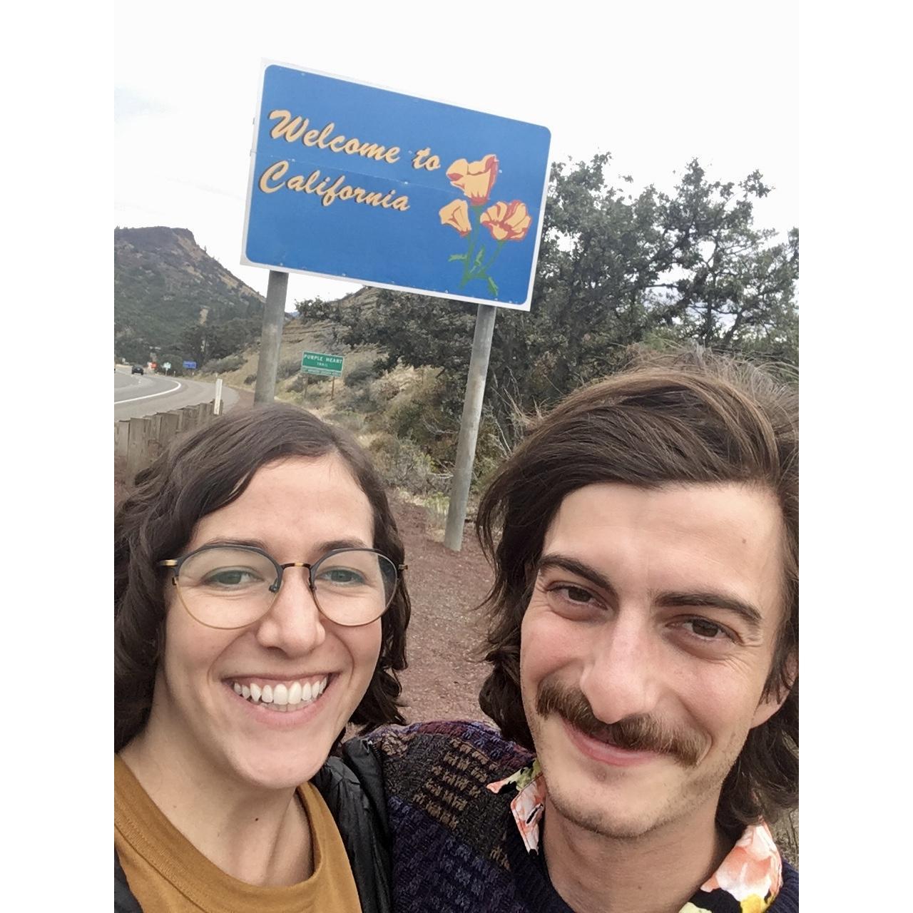 Barb forced Cam to pull over for this pic and he was very concerned about on-coming traffic. September, 2019.