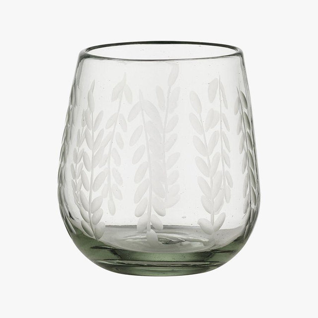 Etched Petals Stemless Wine Glass, Set of 4
