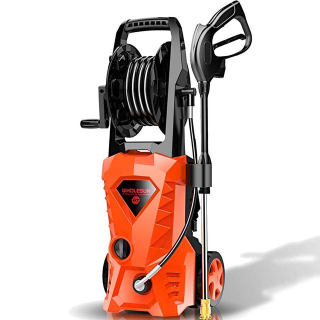 WHOLESUN 3000PSI Electric Pressure Washer 2.4GPM Power Washer 1600W High Pressure Cleaner Machine with 4 Nozzles Foam Cannon,Best for Cleaning Homes, Cars, Driveways, Patios (Organe)