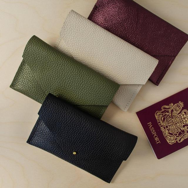 Personalised Passport Case, Leather Travel Wallet. Passport Holder Black. Olive Green Passport Cover, Leather Anniversary gifts.