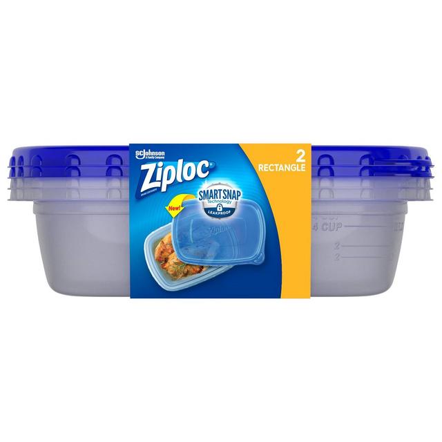 Ziploc Rectangle Containers with Smart Snap Technology - 2ct
