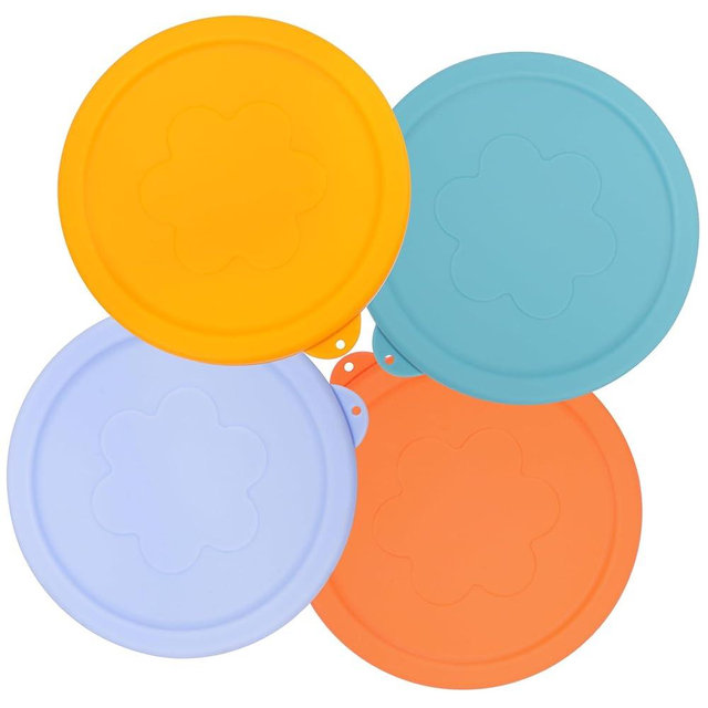 VIOTIIN 4 Cup Round Silicone Replacement Lids for Pyrex 7201-PC Glass Bowls, 4 Pack Storage Cover, Microwave & Dishwasher & Freezer Safe (Container not Included)