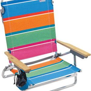 Rio Brands Classic 5-Position Lay-Flat Stripe Beach Chair, Stipe