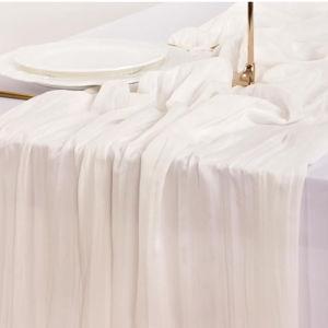 Socomi Ivory White Cheesecloth Table Runner 10 ft
