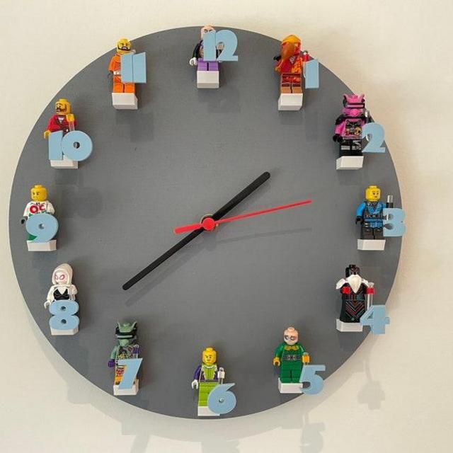 Wall clock for minifigure Lego characters. kids or adults, gift, birthday, bedroom clock.