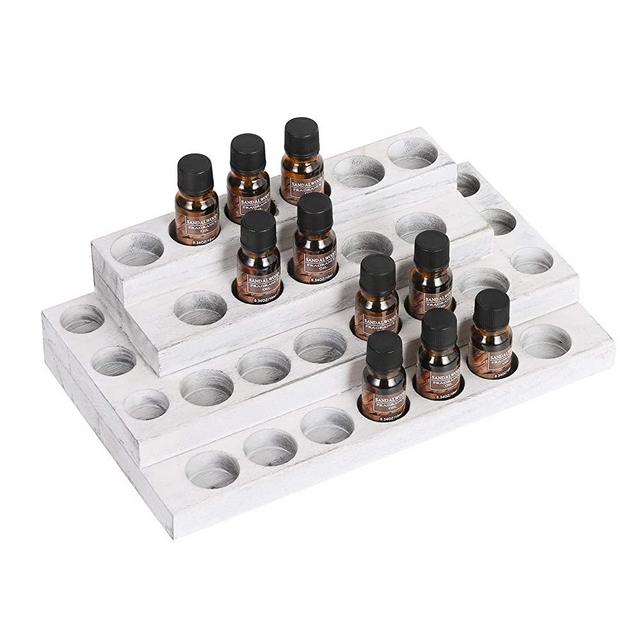 LIANTRAL Essential Oils Storage Rack, 4 Tiers Essential Oils Nail Polish Display Holder for 3-20ml Bottles (white-wash)