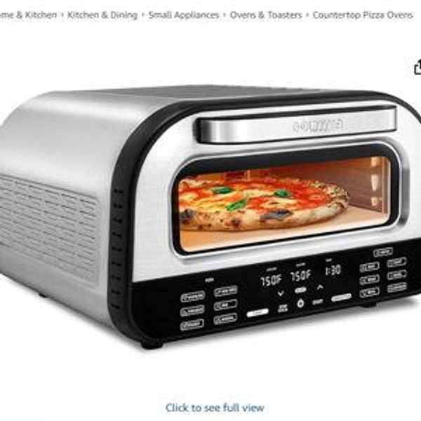 Gourmia Indoor Pizza Oven Air Fryer Toaster – 1800W Countertop Multi-Cooker with Pizza Stone, Digital Controls & 6 Presets, Stainless Steel