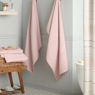 Everyday Textured Windowpane Bath Towel, Set of 4