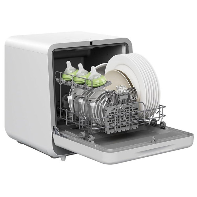 Silonn Portable Countertop Dishwasher, Mini Dishwasher with 5L Water Tank for Apartments/RVs No Hookup Needed, Dish washer with 7 Wash Programs 4 Place Settings 360° Triple Spray System & Auto Air Dry