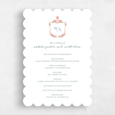 Orange Scalloped Wedding Program - Camarillo