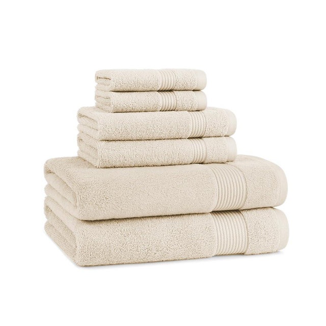 Arkwright Bath Towels Set of 6 - Super Soft 100% Cotton, 600 GSM Quick Dry & Absorbent, Luxury Bathroom Essentials with 2 Shower Towels, 2 Hand Towels and 2 Washcloths, Alabaster Ivory
