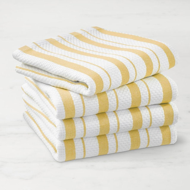 Williams Sonoma Classic Stripe Towels, Set of 8, Lemon Yellow