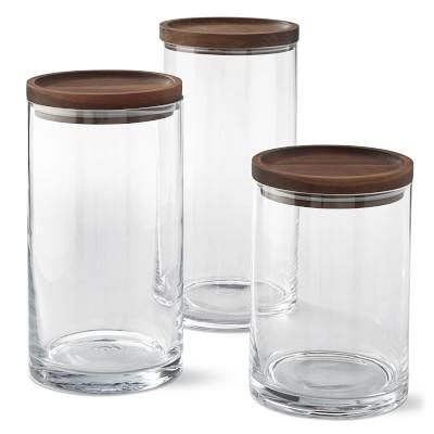 Walnut Canisters, Set of 3