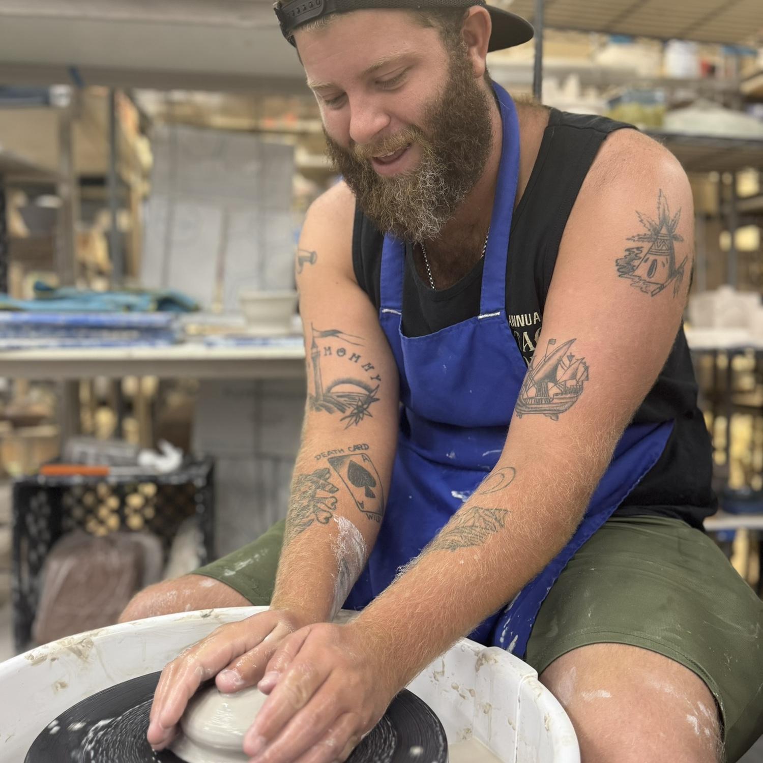 Spending time with Tommy making our first pottery!