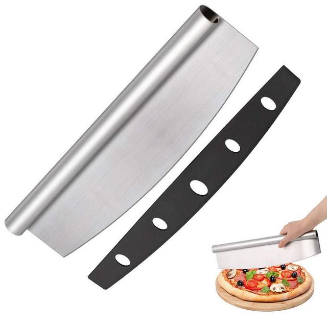 14" Pizza Cutter- Sharp Rocker Blade Style- Stainless Steel with Protective Cover