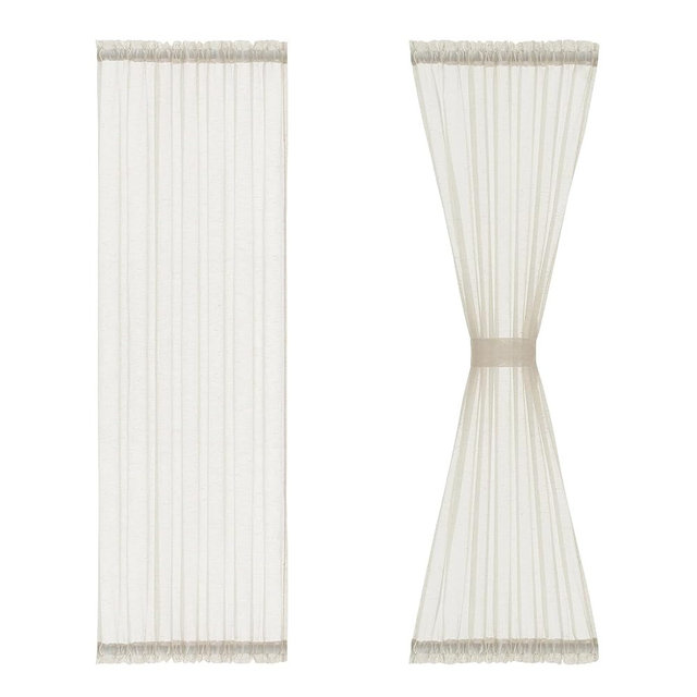 Sidelight French Door Curtains 72" Long Flax Linen Blend Sheer Panels Privacy Side Door Curtains Including Tiebacks for Sliding Glass Door Patio Windows, Natural, 25Inch Wide x 2 Pieces