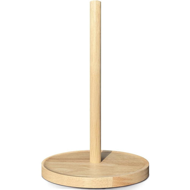 NESAPTO Paper Towel Holder Countertop, Wooden Freestanding Paper Towel Stand for Modern Farmhouse & Cottagecore Decor, Kitchen Bathroom Essential, Natural Color