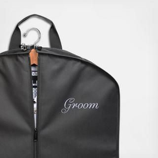 40" Suit Length Script "Groom" Travel Garment Bag with Pockets