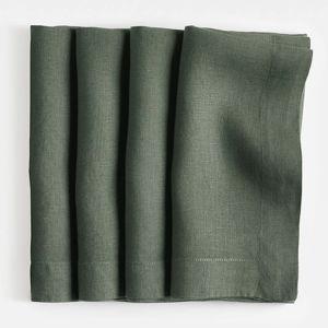 Marin Natural and Cream EUROPEAN FLAX Linen Napkins with Hemstitch, Set of 4 + Reviews | Crate & Barrel
