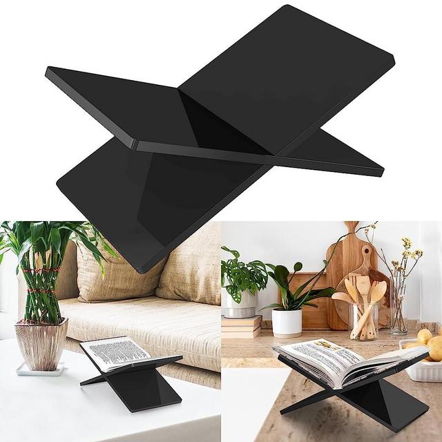 ohlela Acrylic Book Display Stand - Premium Black Acrylic Book Holder Stand As A Sleek & Sturdy Coffee Table Book Stand for Reading to Showcase Open and Closed Books, Magazines, Bible