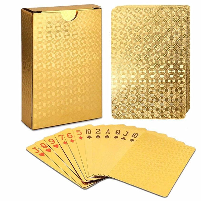 EAY Deck of Cards, Gold Deck of Cards, Gold Playing Cards, Gold Waterproof Playing Cards, Waterproof Playing Cards, Poker Cards, Deck of Waterproof Cards, Washable Flexible, Use for Party and Game