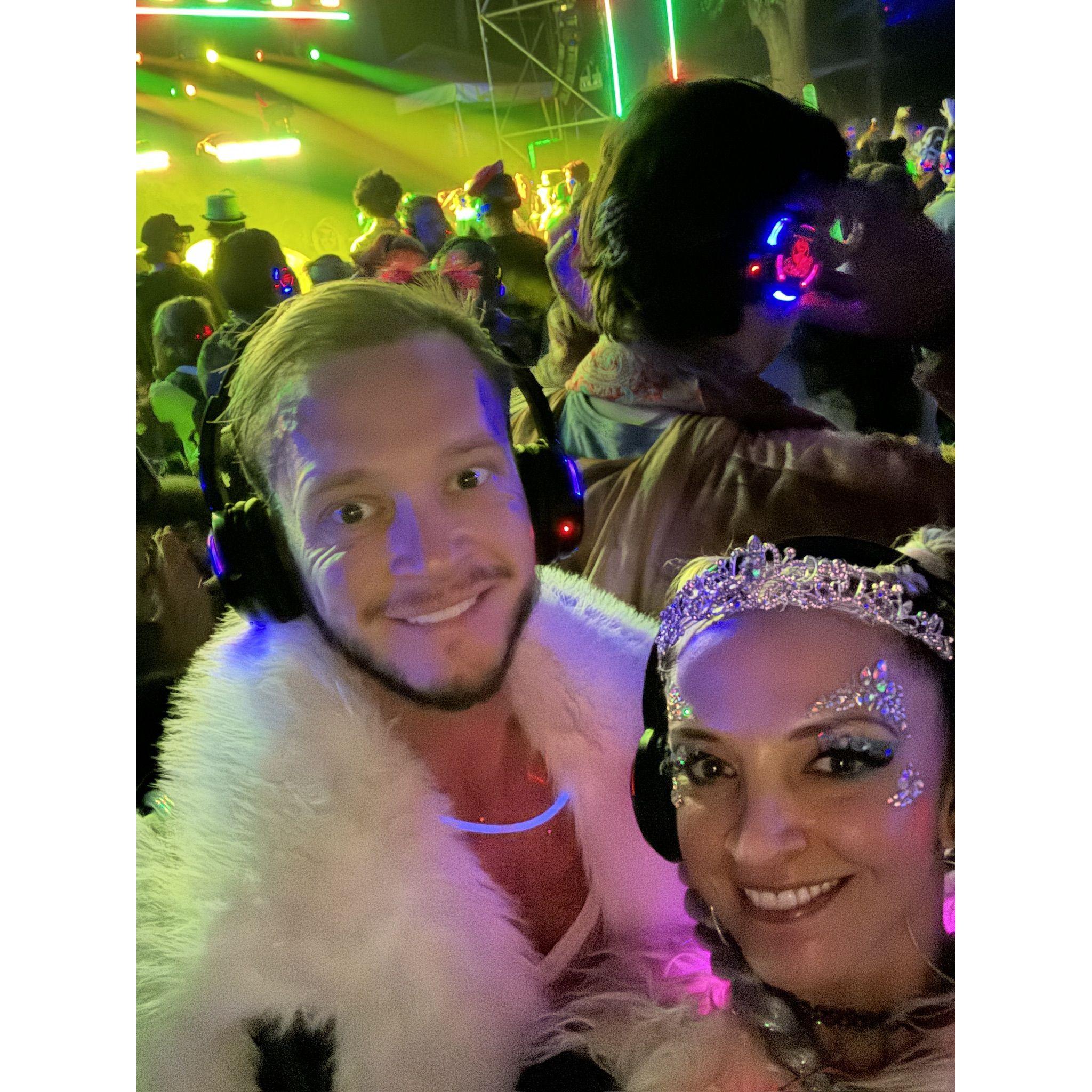 Enjoying a silent disco at our favorite music festival, Hulaween!