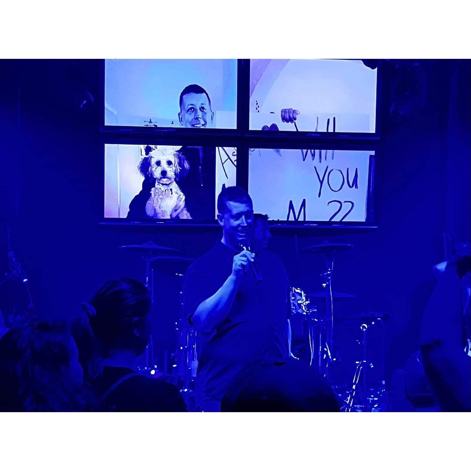 March 2023 · The proposal in progress! Mike didn't realize he'd have to get on stage. He thought they'd put the picture up and he'd stay in the crowd and ask there, but Roadtrip coaxed him up!