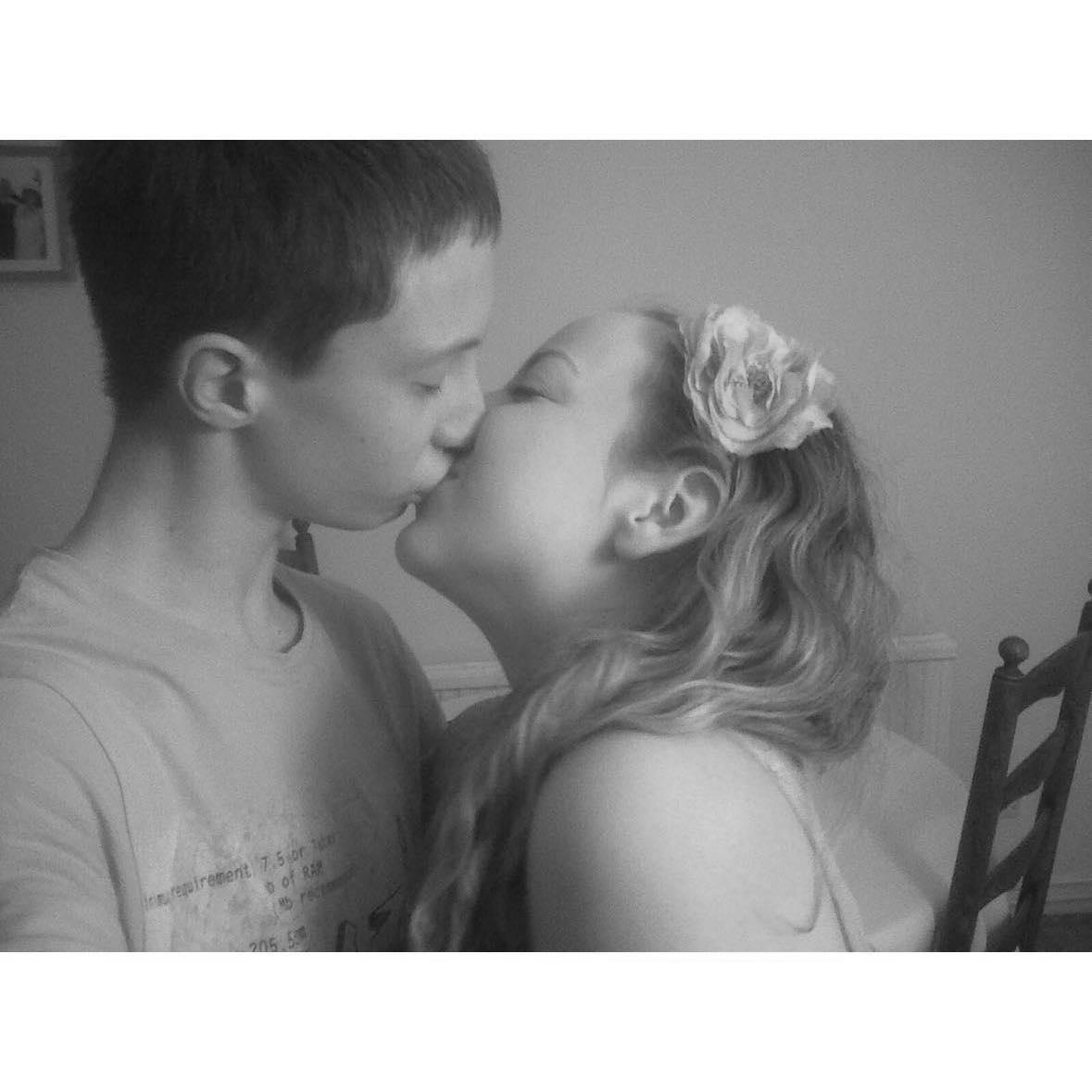 Our very first photo together at just 15 and 16 years old, taken about a week after David asked me to be his girlfriend.
