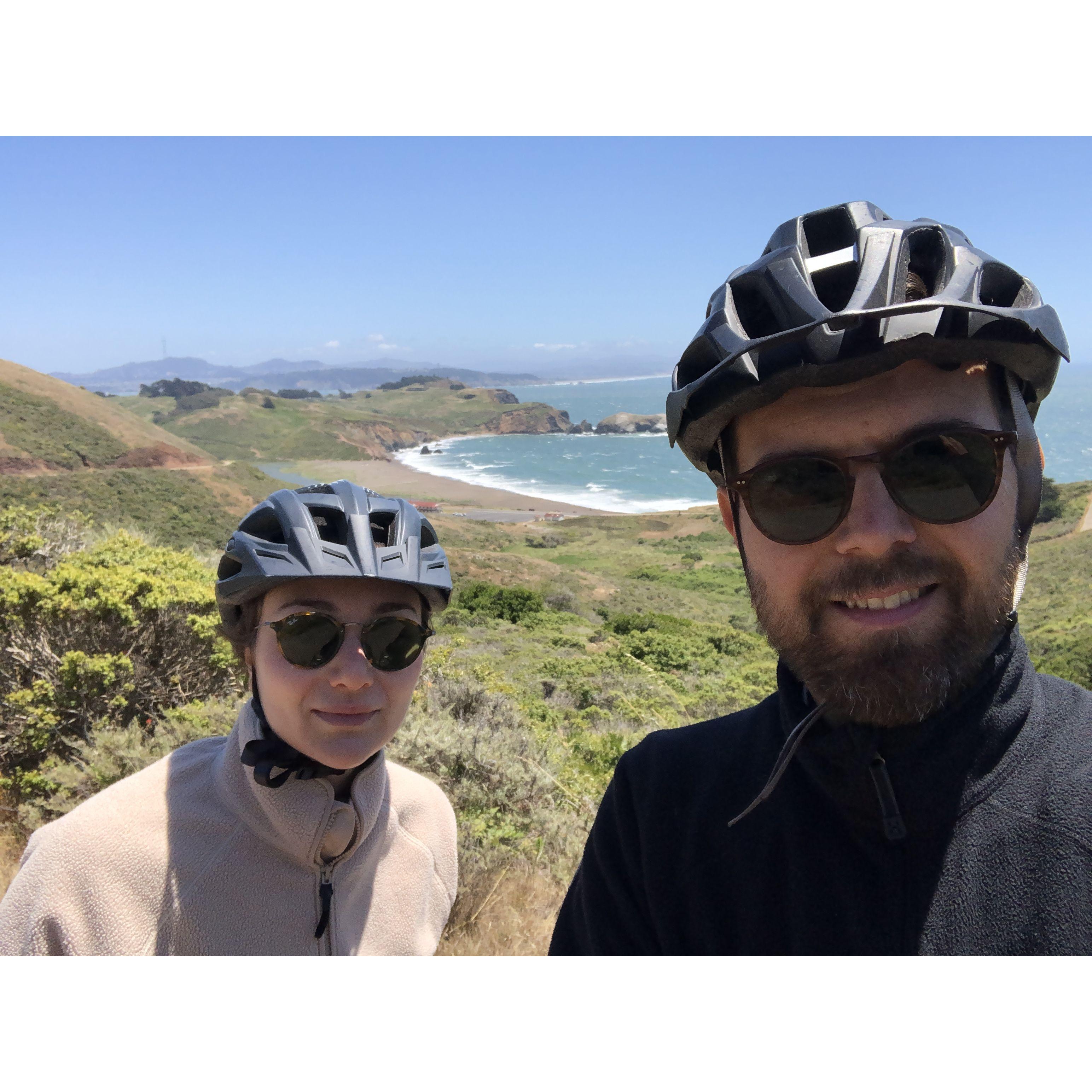 Cykeltur till Muir beach norr om San Francisco