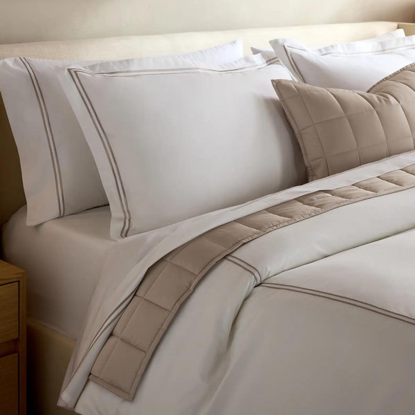 Percale Embellished Deluxe Bedding Bundle - White/Dove, King