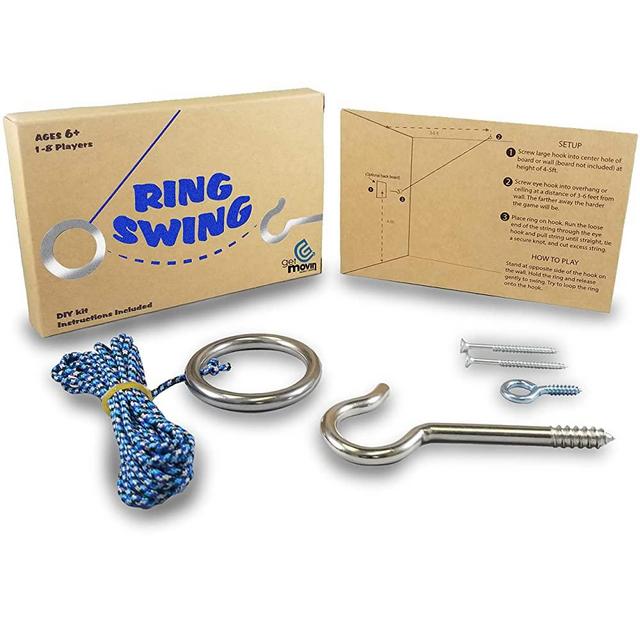 GETMOVIN SPORTS Hook and Ring Swing DIY Kit Stainless Steel Hardware and Nylon String Ring Toss Game Indoor – Outdoor for Endless Hours of Fun!