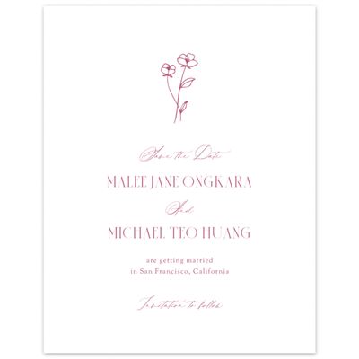 Deep Rose, White Wedding Digital Save the Date - Durham Portrait