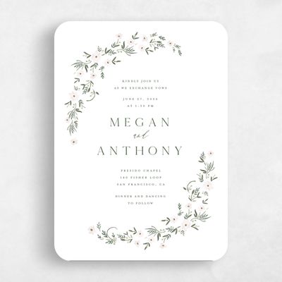 White Rounded Wedding Invitation - Lenora Classic