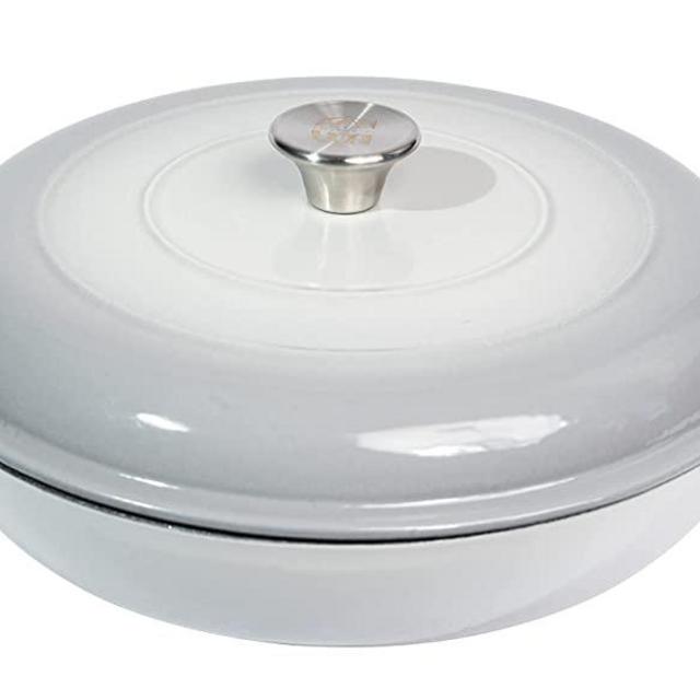 Enameled Cast Iron Braiser, Beautiful 3.6 Qt Cast Iron Enamel Cookware for the Home Chef, Durable Enameled Dutch Oven for Stovetop, Oven, Grill, Enameled Cast Iron Shallow Casserole for One Pot Meals