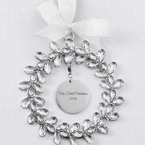 Engraved Jeweled Wreath Ornament