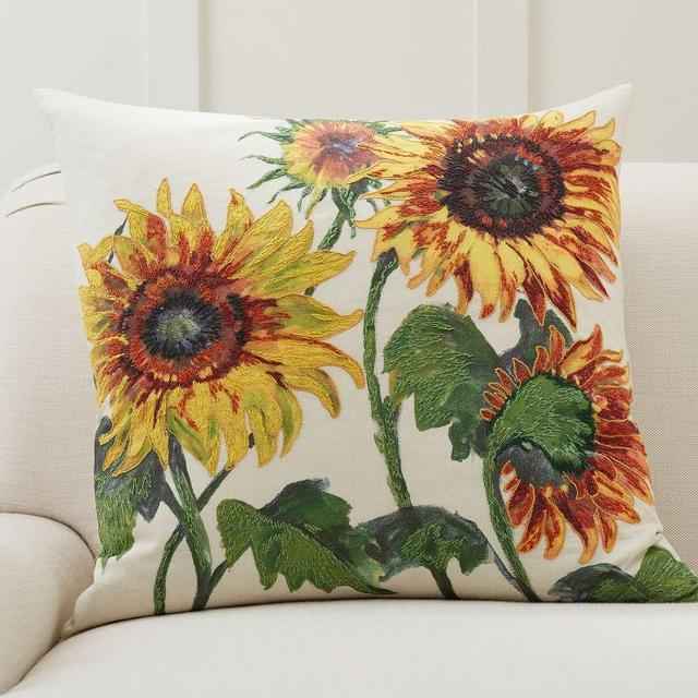 Painted Sunflower Pillow Cover, 24" x 24", Multi