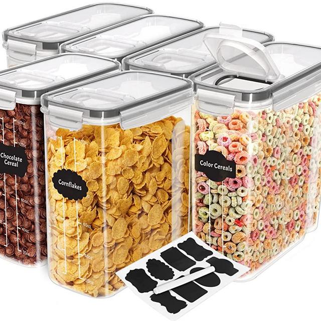 Utopia Kitchen Cereal Containers Storage - 6 Pack Airtight Food Storage Containers & Cereal Dispenser For Pantry Organization And Storage - Canister Sets For Kitchen Counter