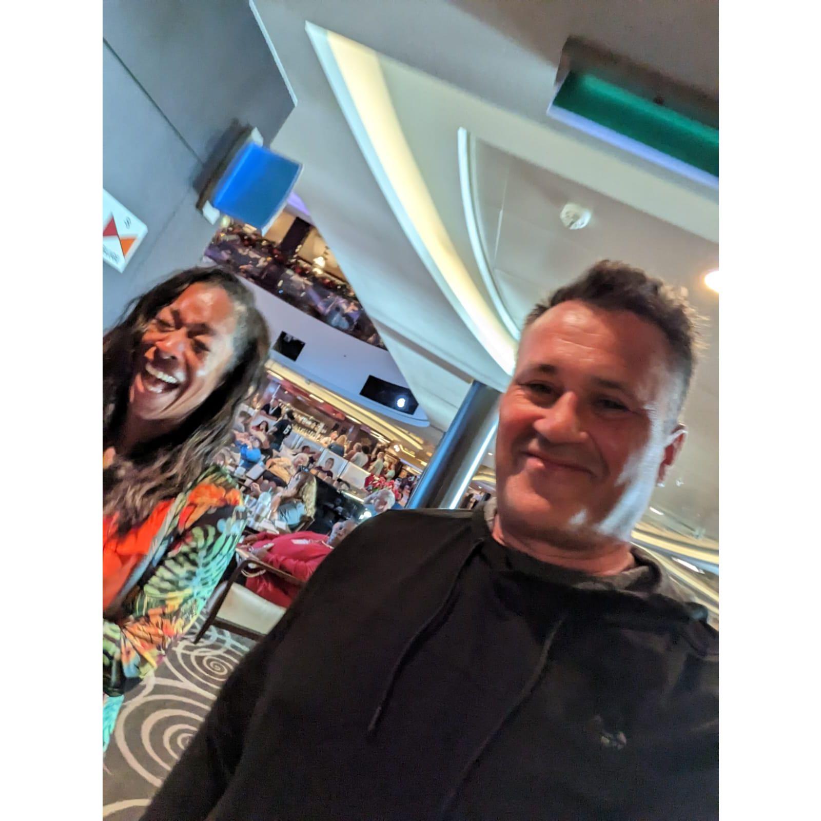 Can you see the lady in the distance behind us?  She stayed drunk the whole cruise, we started to notice, then caught her giving us the stare down which cracked us up!!!