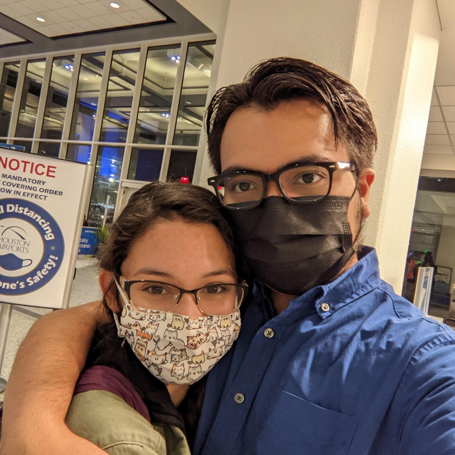 Holding back tears at the airport.