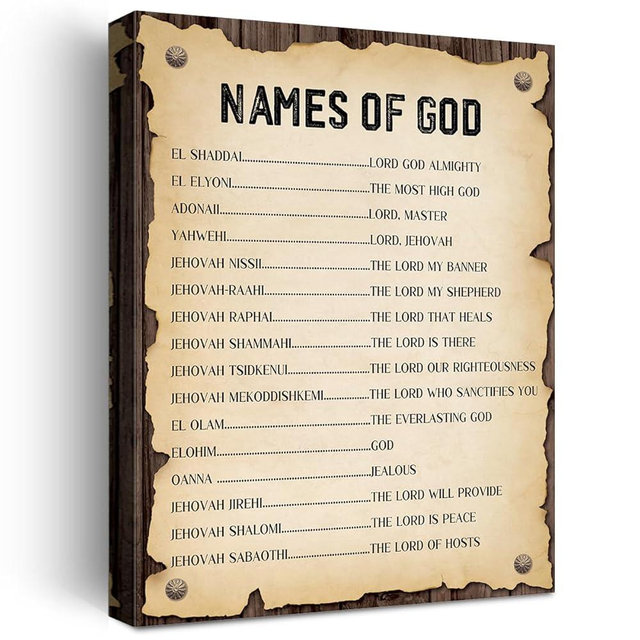 Names of God Wall Art,Christian Religious Scripture Canvas Poster Print Wall Decor for Home Office Bedroom Decoration W623