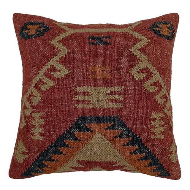 Foreside Home & Garden Diamond Pattern Hand Woven 18x18 Outdoor Decorative Throw Pillow with Pulled Yarn Accents