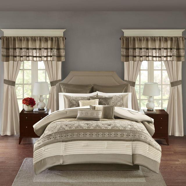 Madison Park Essentials Jelena 24-Piece Queen Comforter Set in Natural