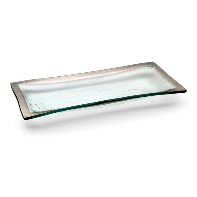 Annieglass Roman Antique Platinum Olive Tray